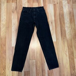 Vintage Levi’s 550 high-waisted washed-black jeans